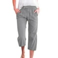 thumbnail image 1 of Icvfdpl Womens Summer Pants,Solid Color Linen Blend 7/8 Trousers With Pockets Pants Outwear,M, 1 of 4