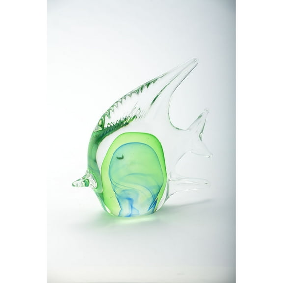 6" Blue and Green Glass Fish Figurine Tabletop Decoration