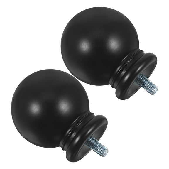 Zehuanyu 2pcs Decorative Curtain Rod End Cap Ball Head Design For Home Curtain Black Plastic Finials For Curtain Rods Window Drapery Rod End