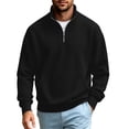 thumbnail image 2 of Fmbrln Fall Winter Mens Quarter Zip Sweatshirt Knit Stand Collar Long Sleeve Shirts Solid Color Pullover Tops with pocket Black M, 2 of 6