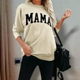 thumbnail image 2 of DeHolifer Mama Sweatshirt Women Funny Mama Letter Print Graphic Mom Life Long Sleeve Crewneck Pullover Shirt Loose Tops Khaki S, 2 of 5