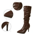 thumbnail image 5 of Elegant Stiletto Knee High Boots with Buckle Detail for Women - Fashionable Leather Dress Boots Ideal for Fall and Winter Riding Style, 5 of 9
