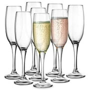 KooK Premium Clear Glass Champagne Flutes, Thin Stem, 7 ounce, Classic Champagne Glasses Pack of 8?