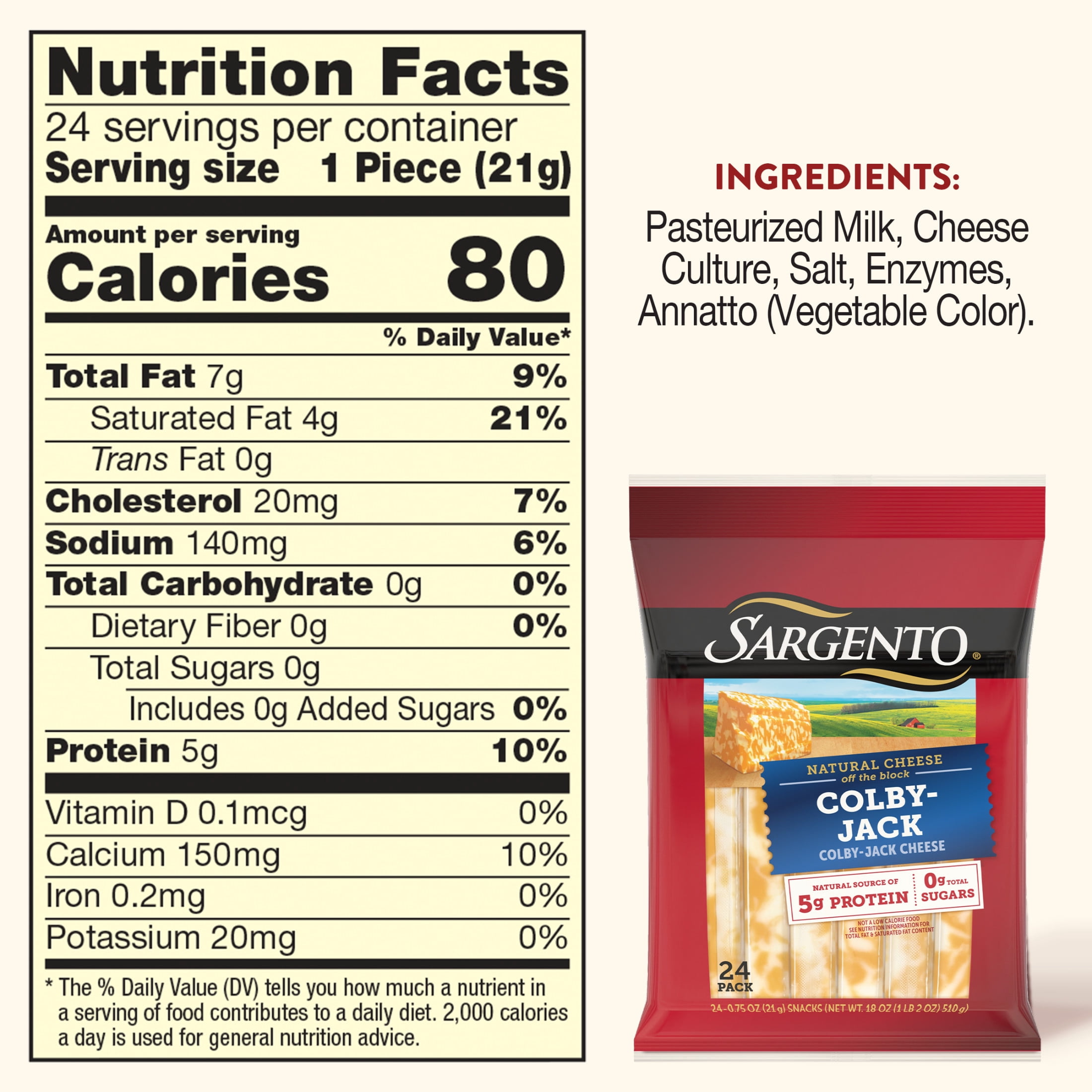 Sargento® Colby-Jack Natural Cheese Snack Sticks, 24-Count