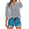 thumbnail image 5 of Wiicoznt Blouses for Women Dressy Casual Solid Color V Neck Long Sleeve Ladies Tops Light Weight Soft Women Blouses, 5 of 9