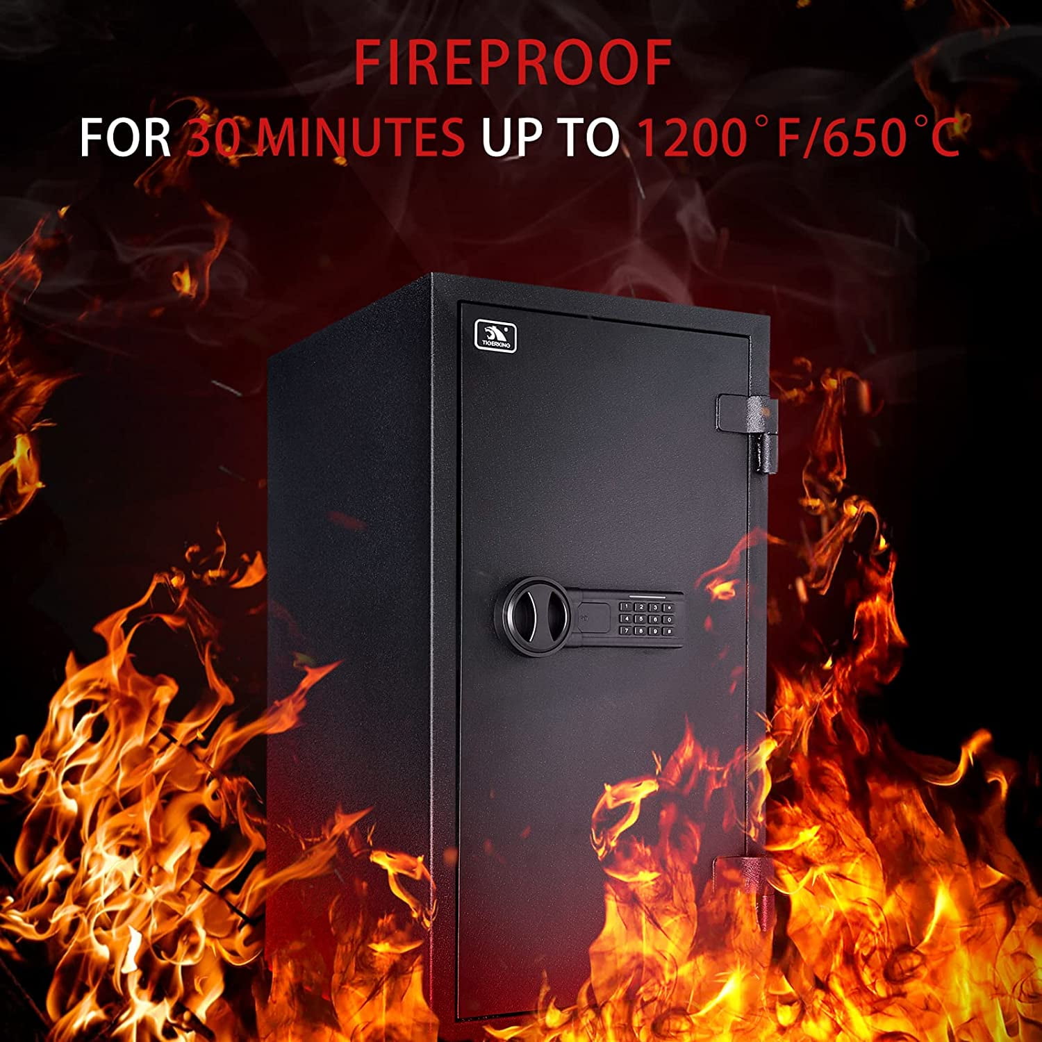 TigerKing Fireproof Steel Safe with Digital Lock, 3.47 Cubic Feet, Large Safe Box for Home and Office