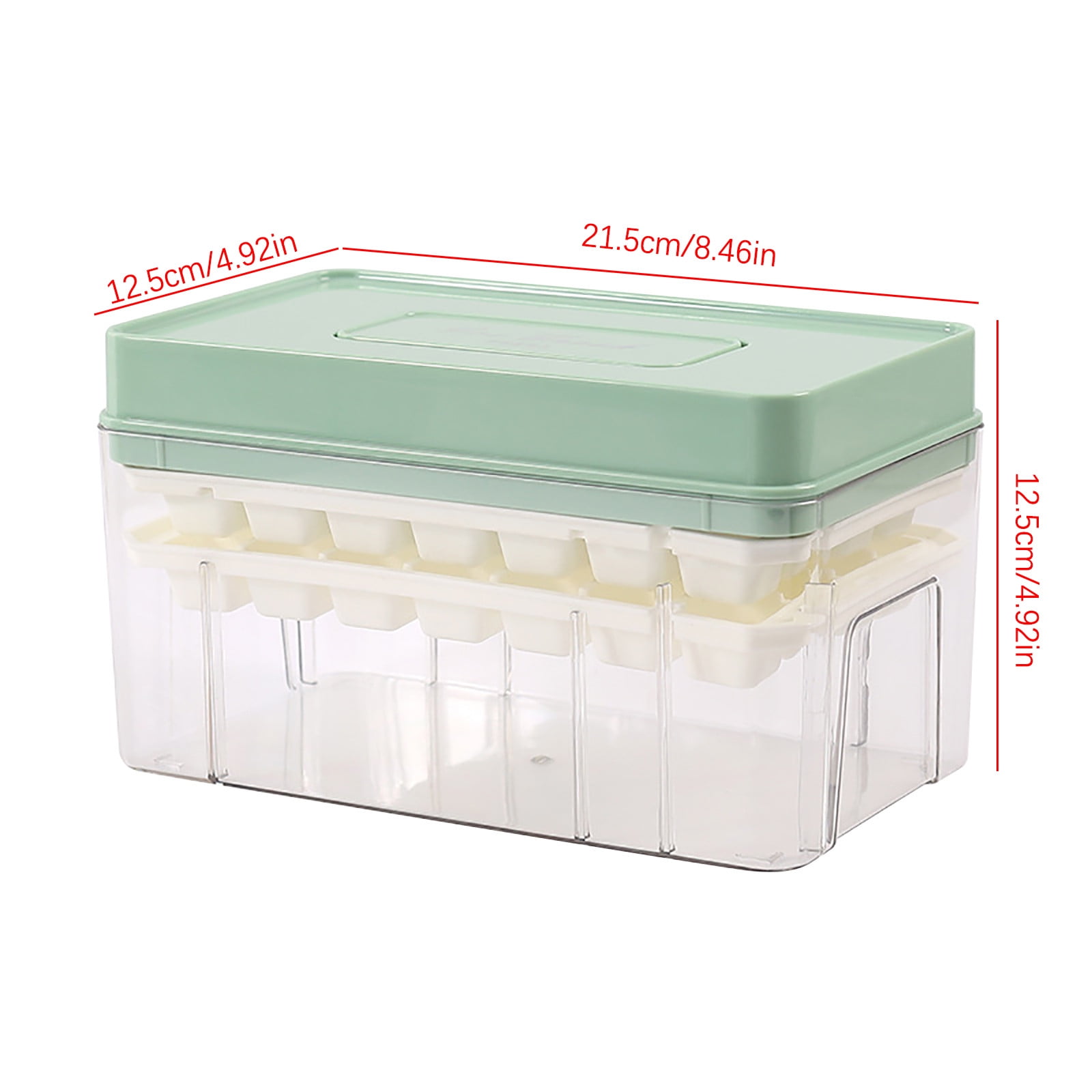 Plastic Ice Cube Tray and Storage Box with Quick-Release Lid, Household Ice Maker Container for Freezer