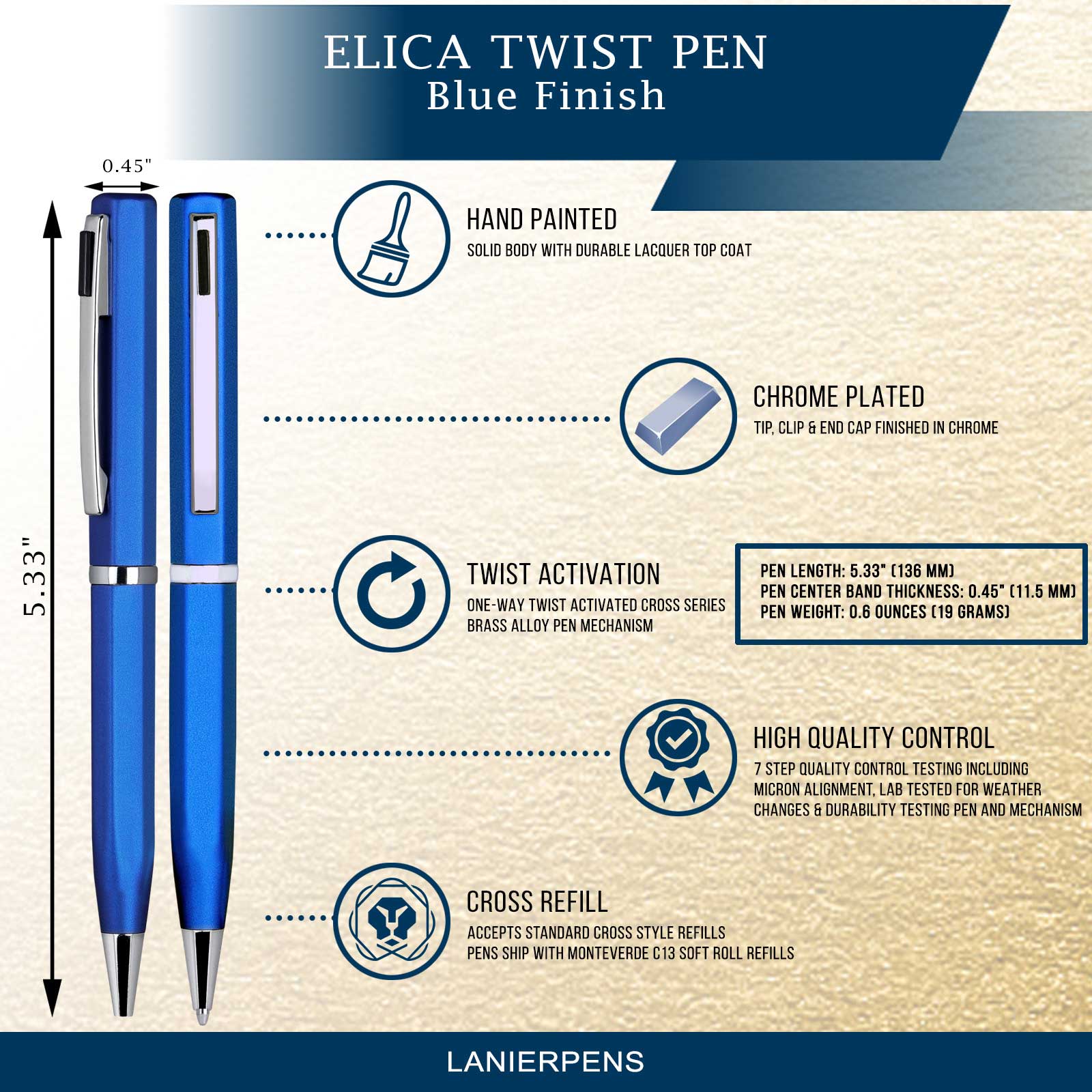 Elica Ball Pen - Blue with Single Gift Box Rosewood