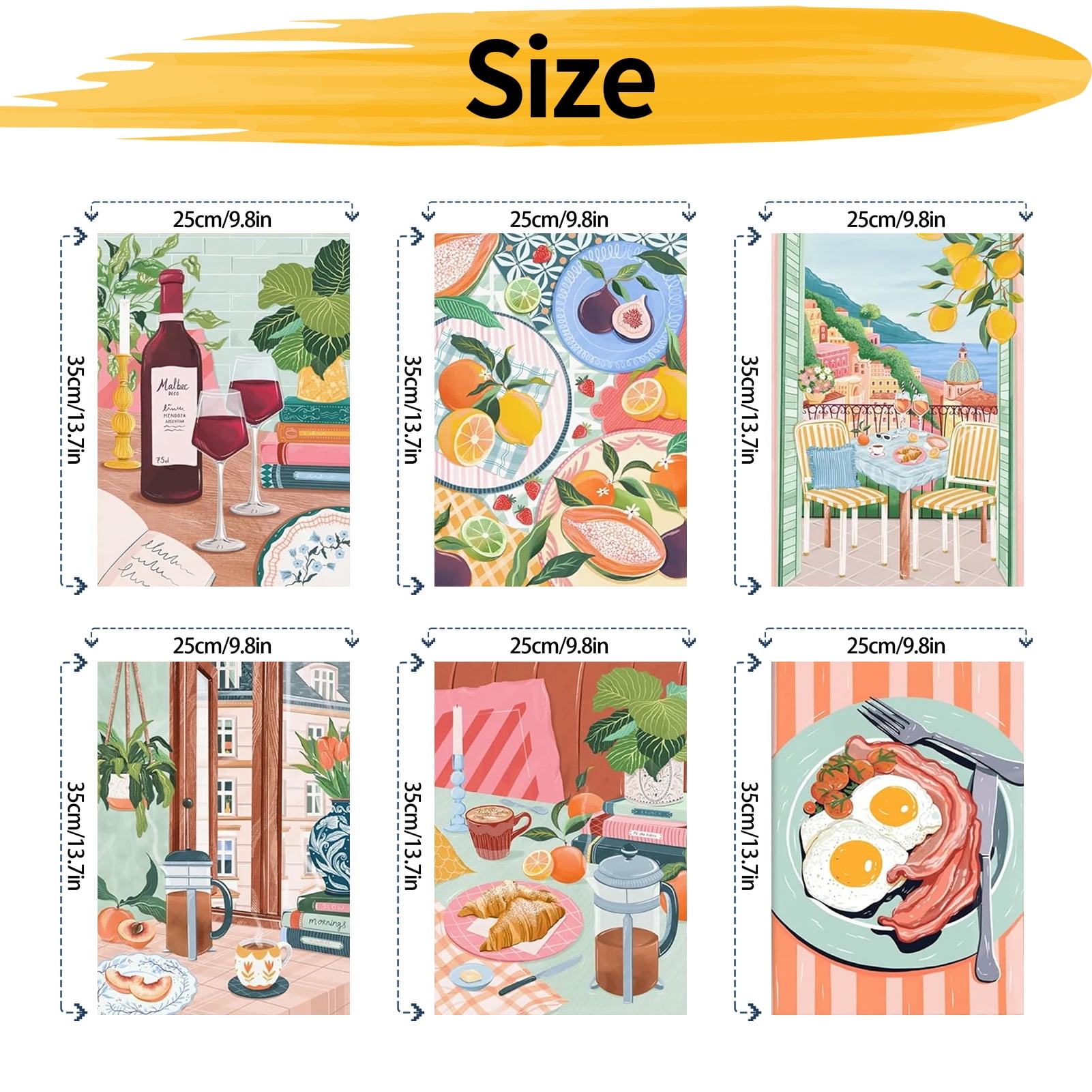 JYLMOOD DIY 6pcs/set Paint by Number for Adults, Easy Painting by Numbers for Gift Home Wall Decor 10x14in without Frame, Colored Canvas