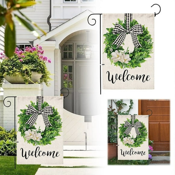 Floral Digital Print Linen Garden Flag with Botanical Spring Design for Outdoor Patio Fence and Celebration