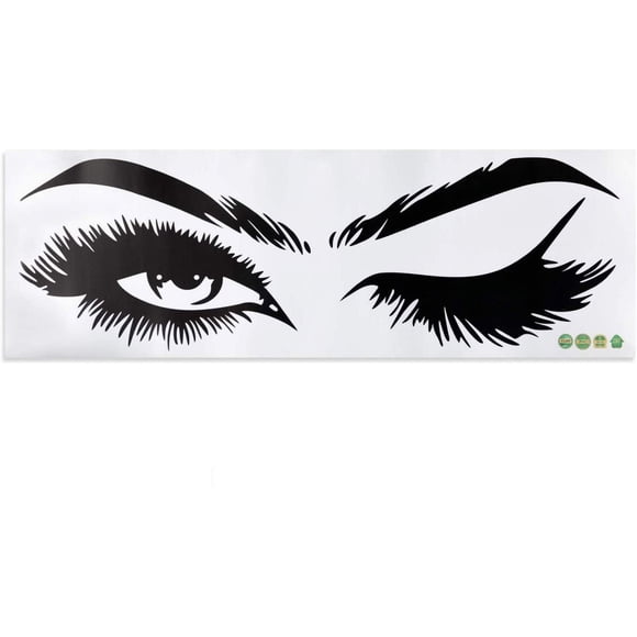 Wall Decal Eyelash Eyebrow Eyebrow Beauty Salon Eye Removable Sticker for Girls Bedroom Wall Art Decal Lashes Vinyl Home Decor Mural (Black)