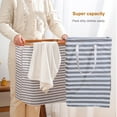 thumbnail image 2 of Cesto para la colada plegable Naiovety de lona a rayas gran capacidad bolsa organizadora de ropa contenedor portátil para ropa Juegos de accesorios de baño raya gris, 2 of 6
