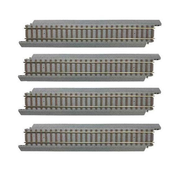 Walthers Trainline HO Scale Power-Loc Track/Gray Roadbed 9 Inch Straight 4-Pack