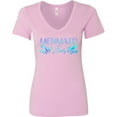 thumbnail image 3 of Inktastic Mermaid Vibes Text in Blues Women's V-Neck T-Shirt, 3 of 5