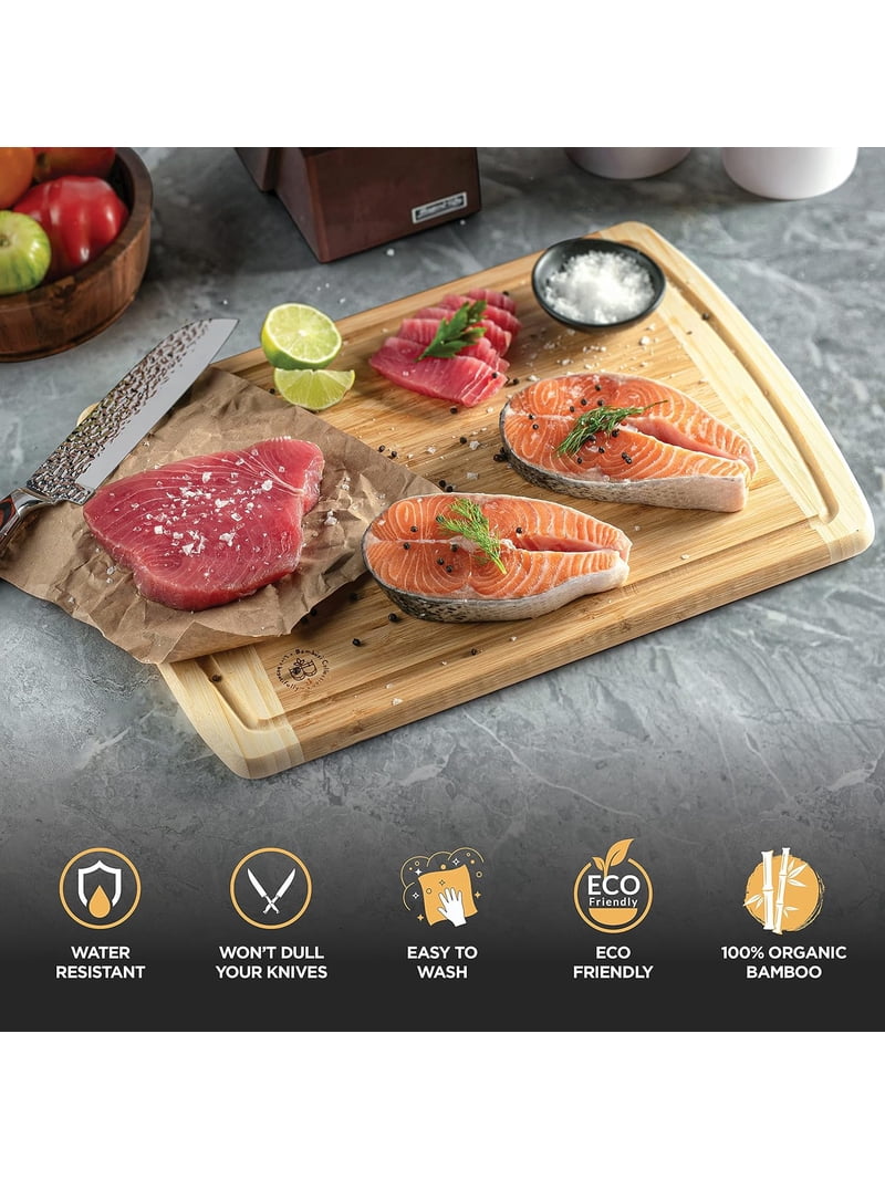 Bambusi, Bamboo Cutting Board Set, Juice Groove, 17.5