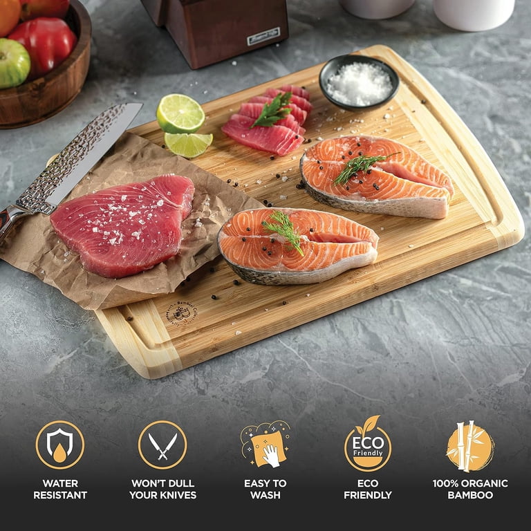 Bambusi Premium Thick Bamboo Cutting Board Set, 2 Large photo 3