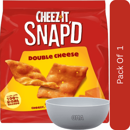 Cheez-It Snap’d Double Cheese Cracker Chips – Thin Crisps, 7.5 oz-With Olive White Bowl By OMA