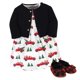 thumbnail image 1 of Hudson Baby Conjunto De Vestido Y Zapatos De Algodón Para Niña, Árbol De Navidad, 0-3 Meses, 1 of 1