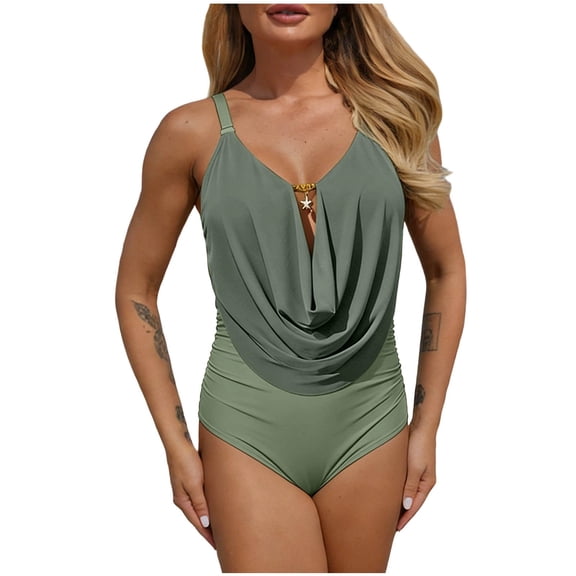 ATOYSOY Women's Sleeveless V neck Mesh Bikini SwimSuits for Daily Swim and Pool Activities