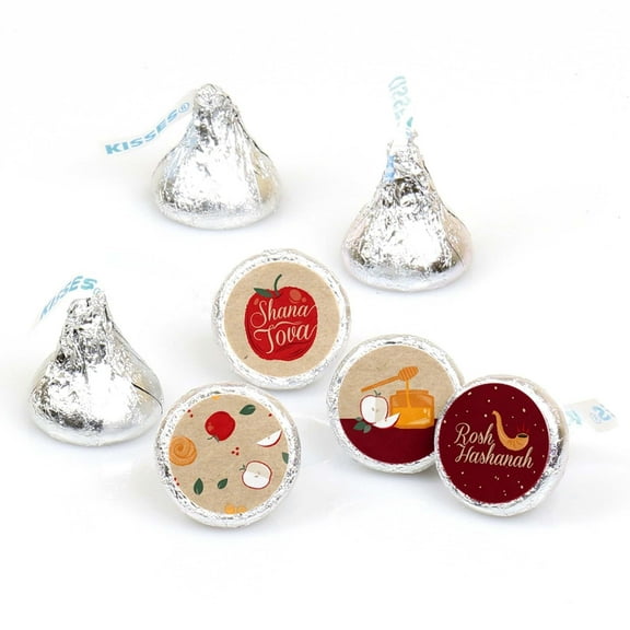 Big Dot of Happiness Rosh Hashanah - New Year Round Candy Sticker Favors - Labels Fits Chocolate Candy (1 sheet of 108)