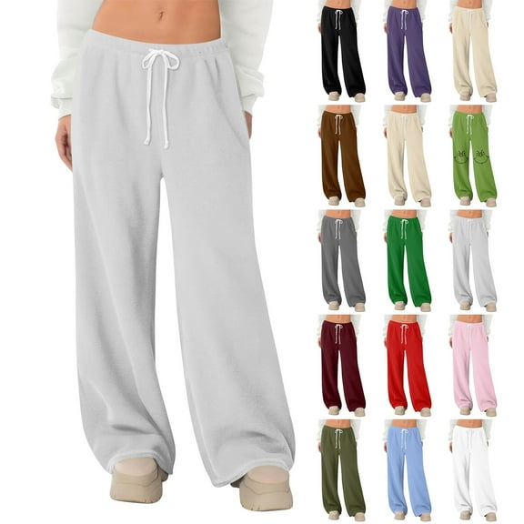 Hearthz Fleece Pajama Pants Women Fuzzy Winter Warm Thermal Womens Pj Bottoms Wide Leg Drawstring Womens Sleep Pants