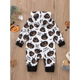 thumbnail image 4 of Qiylii Newborn Baby Halloween Hooded Romper, Plaid Grimace/Pumpkin Printed Long Sleeve Overalls, Casual Simple Style Jumpsuit,0-18M, 4 of 9