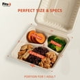 thumbnail image 4 of Fitsu 9x9 Compostable Heavy Duty Disposable Take Out Container 24pc,3 Compartments,parchment paper,Eco-Friendly Biodegradable,BPI, 4 of 7