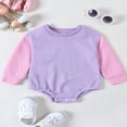 thumbnail image 2 of Baby Fall Romper Casual Long Sleeve Contrast Color Waffle Bodysuit, 2 of 8