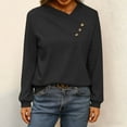 thumbnail image 2 of Womens Dressy Casual Tops with Buttons Solid Color V Neck Long Sleeve Lightweight Sweatshirt Pullover Tshirts (XL, Black), 2 of 6