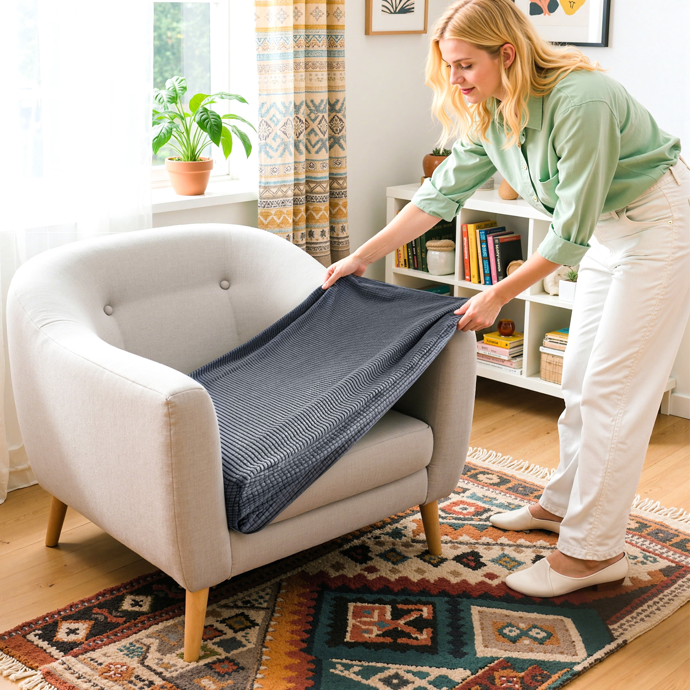Stretch Sofa Seat Cushion Cover Couch Covers Furniture Protector (Armchair, Dark Gray)