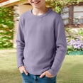 thumbnail image 4 of Abcomgle Long Sleeve Shirts for Boys 10-12 Trendy Waffle Crewneck Shirts for Boys Fall Basic Top for Boys Loose Boys Sweatshirts,Light Purple,7-8Years, 4 of 4