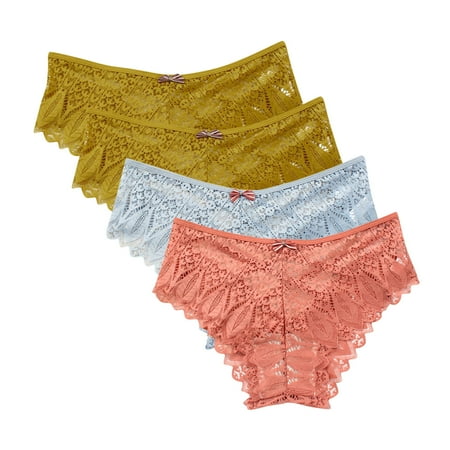 Arnsht Sexy Cheeky Panties for Women Mesh Seamless Lace Criss Cross Bikini Underwear Breathable Wicking Briefs 4 Packs Multicolor#03 L