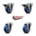thumbnail image 2 of 3.5 Inch Blue Poly Wheel Swivel Bolt Hole Caster Set with 2 Posi Lock Brakes SCC, 2 of 2