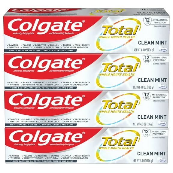 Colgate Total SF Toothpaste, Clean Mint, 4.8 ounce - 4 pack