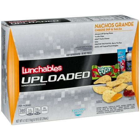 Lunchables Uploaded Nachos Grande Cheese Dip & Salsa Lunch Combination 4.1 oz. Tray with 10 fl. oz. Spring Water