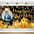 thumbnail image 1 of Banner AUBAO con forma de moneda para cumpleaños número 22, color negro y dorado, 1 of 7