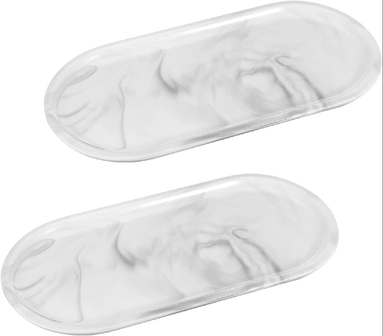Bathroom Tray, 2 Pack Oval Ceramic Vanity Trays, Sink Storage Bathtub