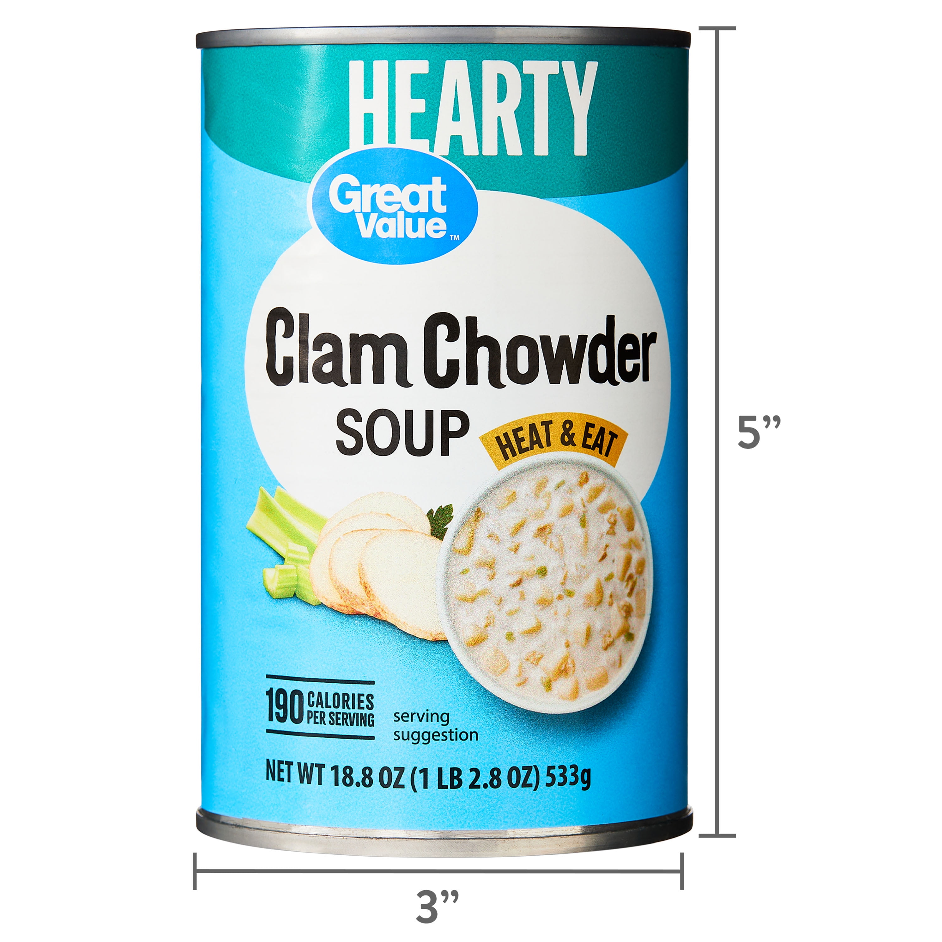 Great Value Clam Chowder Soup 18.8 oz Can with Clam Meat Potatoes