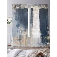 thumbnail image 3 of Navy Blue Grey Sheer Curtains 96 Inch Length 2 Panels Set for Living Room/Bedroom, Modern Abstract Art Rustic Semi Curtain Sheers Drapes Rod Pocket Curtains Window Treatment Set 52''x96''x2, 3 of 7