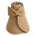 thumbnail image 2 of HDE Women's Packable Roll Up Wide Brim Sun Visor Crushable Straw Beach Hat Bonnet Tan, 2 of 5
