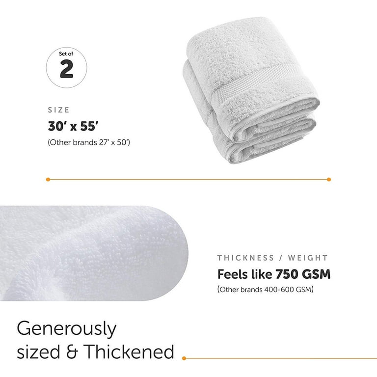 joluzzy Bath Towel Set 30 x 55 Inches 100 Long Staple Cotton