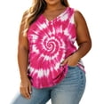 thumbnail image 2 of Qingpeng Womens Plus Size Swirl Tie Dye Tank Tops V Neck Sleeveless Curved Hem Loose Fit Soft Casual Summer Daily Shirts, 2 of 8