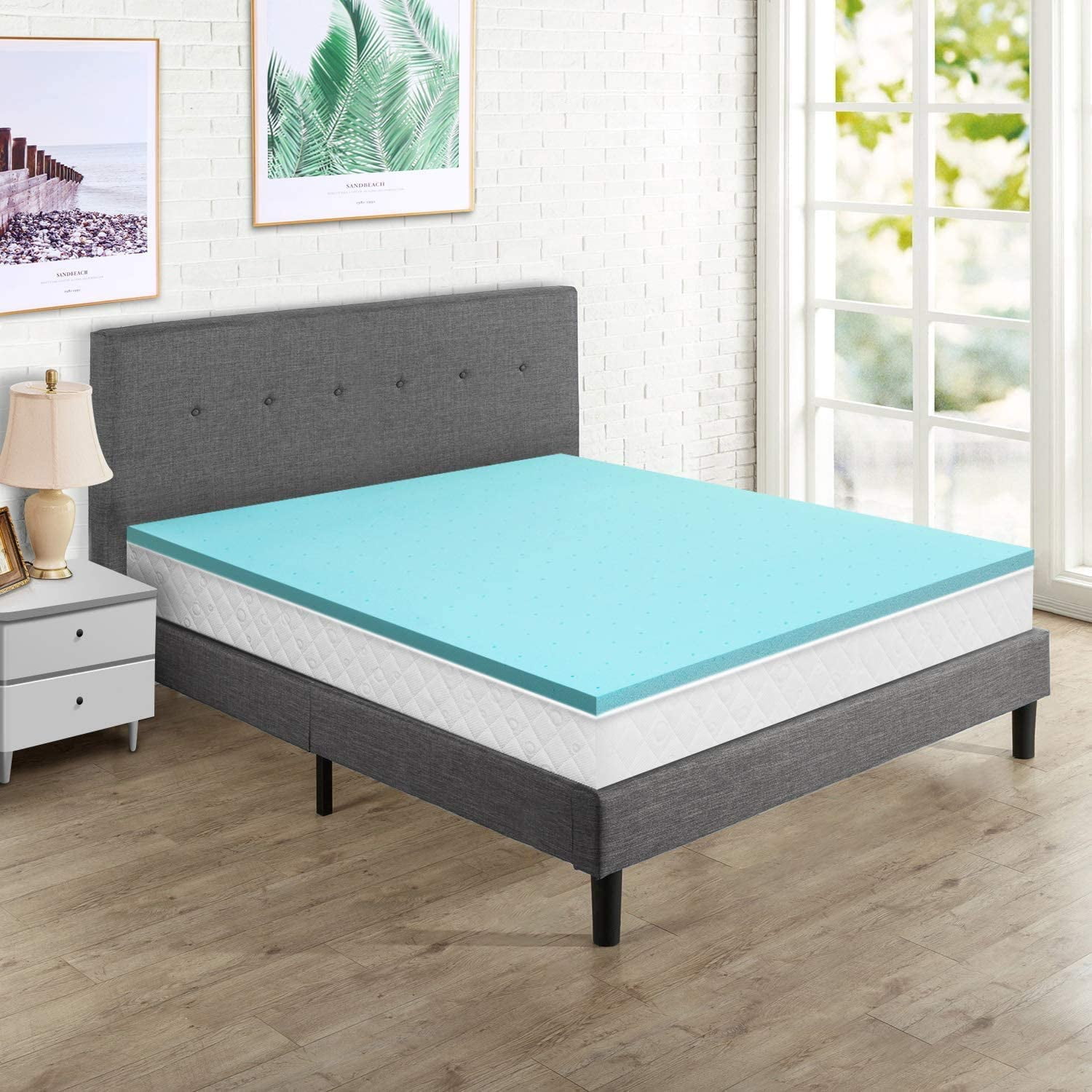 BedsPick 3 Inch Queen Size Memory Foam Mattress Topper Gel Infused Bed