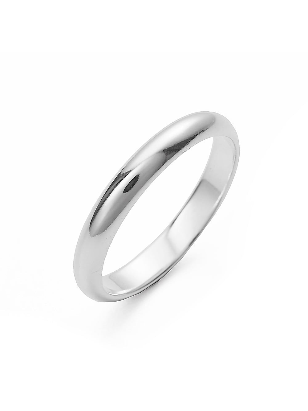 Womens Classic 3mm Sterling Silver Wedding Band, Ring Size 10