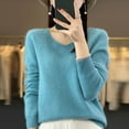 thumbnail image 5 of New 100% Merino pure wool sweater in autumn and winter women‘s V-neck knitted long-sleeved solid color warm sweater, 5 of 7
