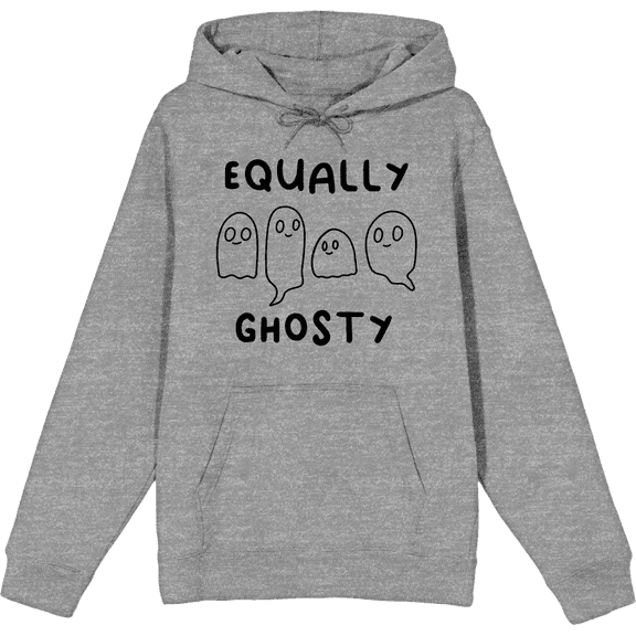 "Equally Ghosty" Kids Halloween Cartoon Ghosts Adult Heather Gray Long Sleeve Hoodie-Medium