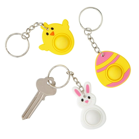 Fun Express 1 1/2" - 1 3/4" Bulk 48 Pieces Mini Easter Lotsa Pops Pop Fidget Toy Keychains