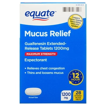 Equate Mucus Relief Expectorant Extended-Release Tablets, Guaifenesin 1200 mg, 28 Count