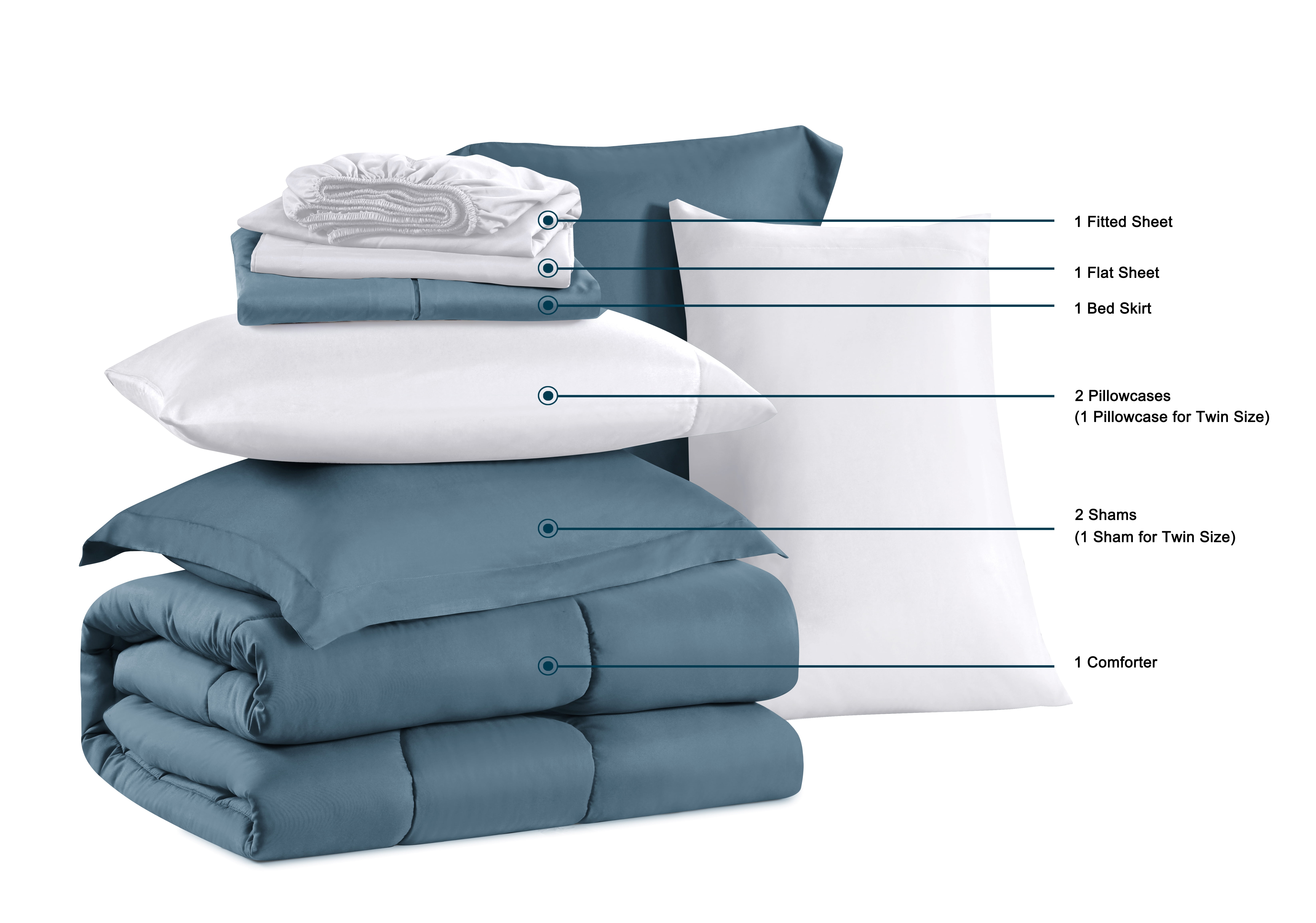 Swift Home Luxury 6 Piece Bed in a Bag, All Season Complete Bedding Set, Twin/ Twin XL, Light Blue