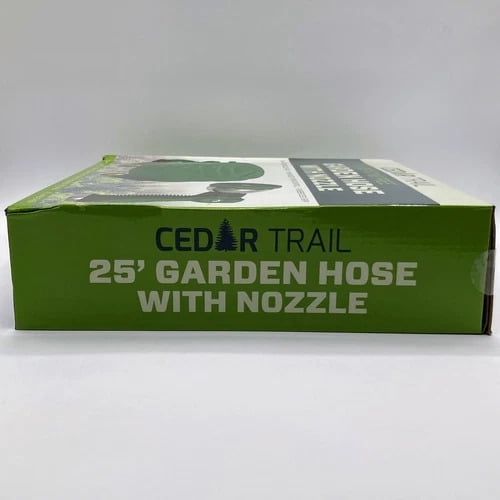 Cedar Trail Garden Hose with Nozzle 25Ft Kink-Free UV Resistant All Weather